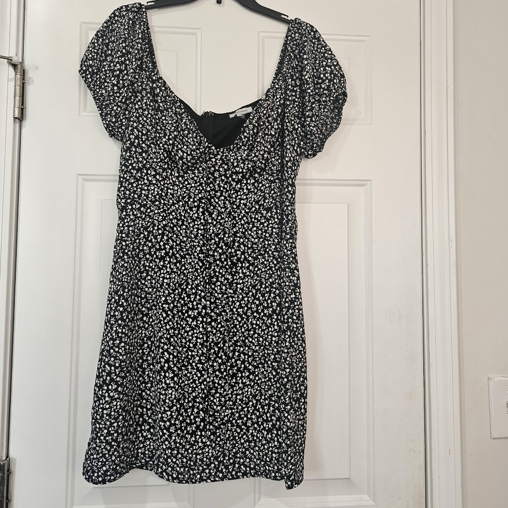 Revamped Floral Black And White Dress Size Medium Babydoll